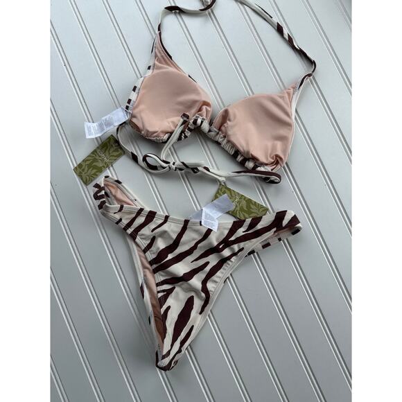 NWT Cupshe Leopard O-Ring One Piece & Triangle Bikini Swimsuit Bundle Size S - Picture 7 of 9